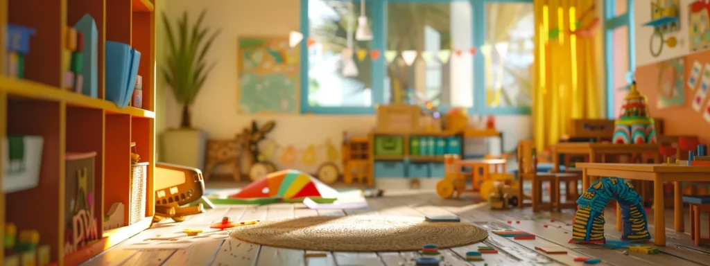 a colorful and inviting classroom filled with educational toys and books at an early learning center.